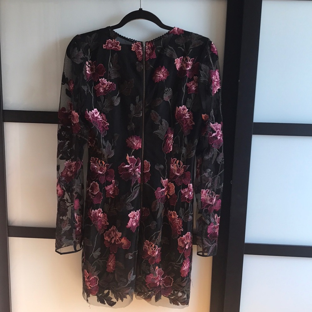 Nasty Gal burgundy roses short black dress - Picture 2 of 4